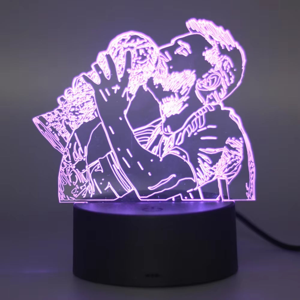 3D Illusion Night Light Messi 7 Color/16 Color Gradient Touch Switch LED Night Light Table Lamp (Crackle White)