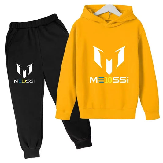 2024 New Messi Printed Sweatshirt & Pants Set for Kids - Stylish Casual Football Tracksuits for Boys & Girls, Perfect for Autumn