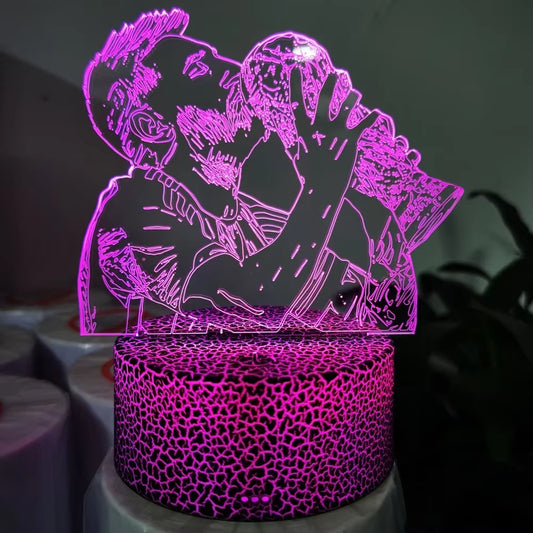 3D Illusion Night Light Messi 7 Color/16 Color Gradient Touch Switch LED Night Light Table Lamp (Crackle White)