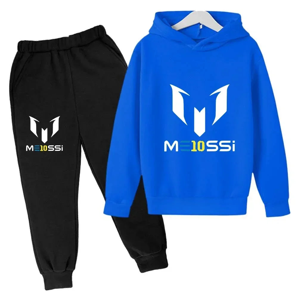 2024 New Messi Printed Sweatshirt & Pants Set for Kids - Stylish Casual Football Tracksuits for Boys & Girls, Perfect for Autumn