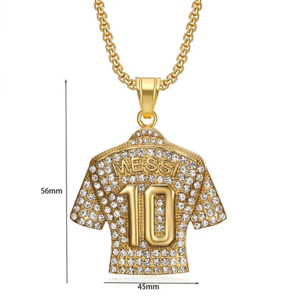 Lionel Messi 10 Jersey Pendant Chain Necklace - Ultimate Accessory for Soccer Fans and Hip Hop Enthusiasts