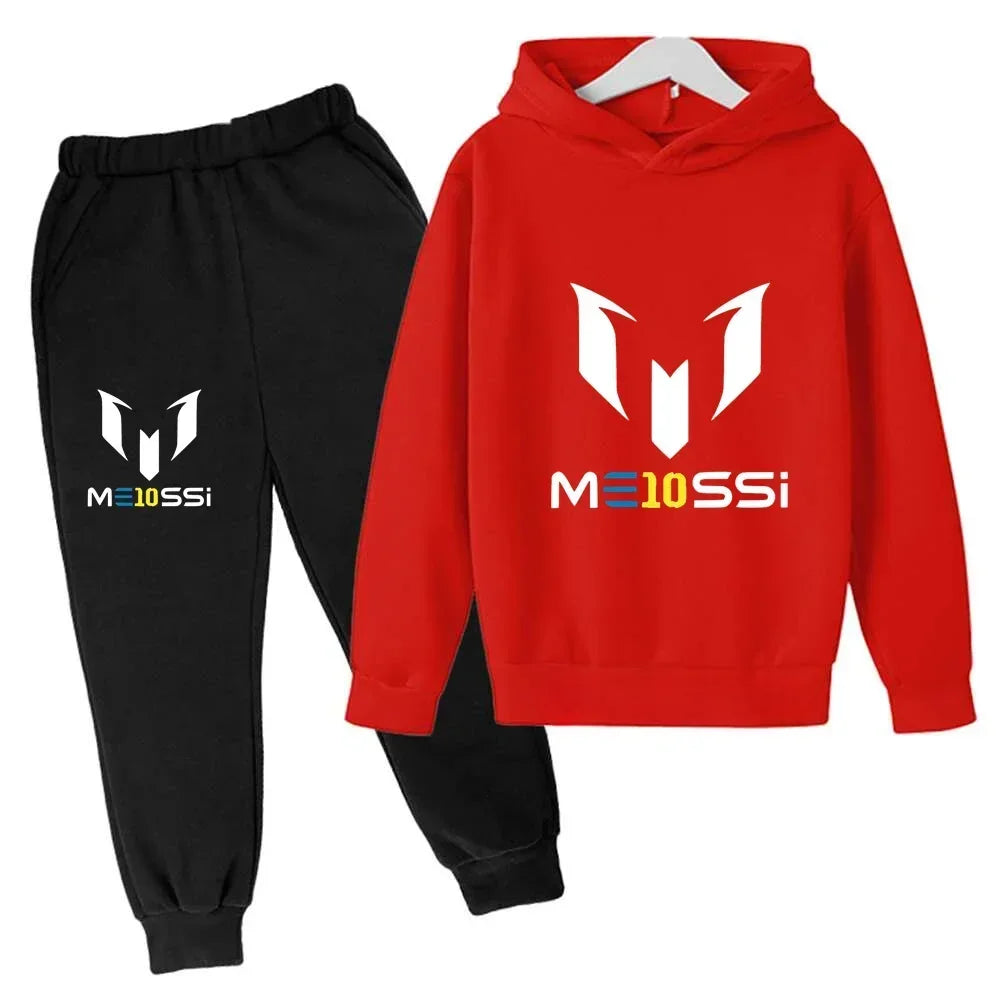 2024 New Messi Printed Sweatshirt & Pants Set for Kids - Stylish Casual Football Tracksuits for Boys & Girls, Perfect for Autumn