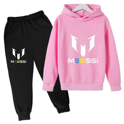 2024 New Messi Printed Sweatshirt & Pants Set for Kids - Stylish Casual Football Tracksuits for Boys & Girls, Perfect for Autumn