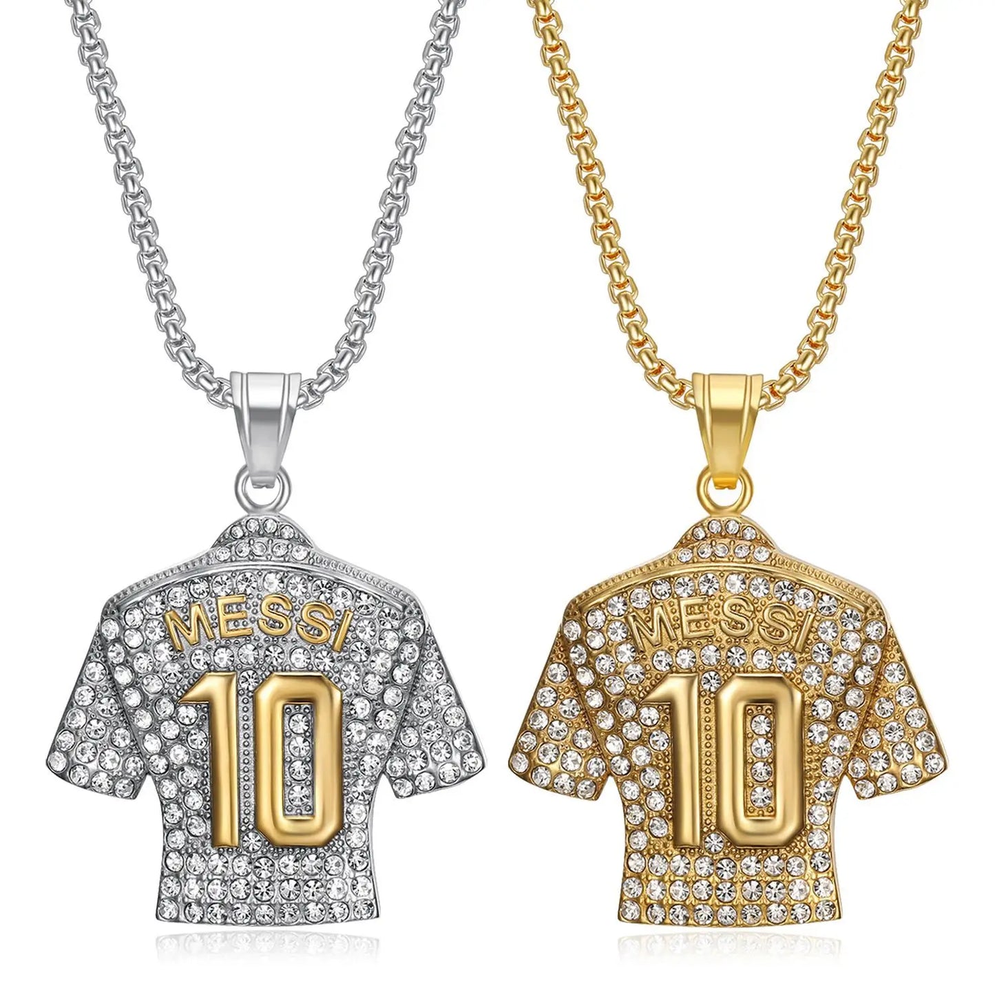 Lionel Messi 10 Jersey Pendant Chain Necklace - Ultimate Accessory for Soccer Fans and Hip Hop Enthusiasts