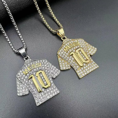 Lionel Messi 10 Jersey Pendant Chain Necklace - Ultimate Accessory for Soccer Fans and Hip Hop Enthusiasts