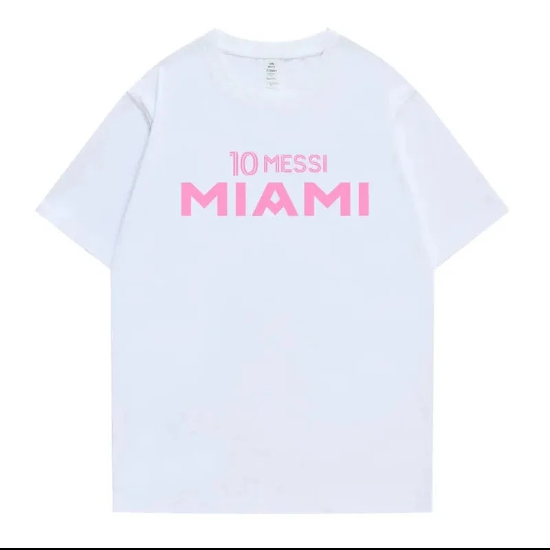 New Luxury Brand Print New Summer 100% Cotton Miami Messi 10 Logo T Shirt Men Short Sleeves Cool Fans Tee Hip Hop Streetwear