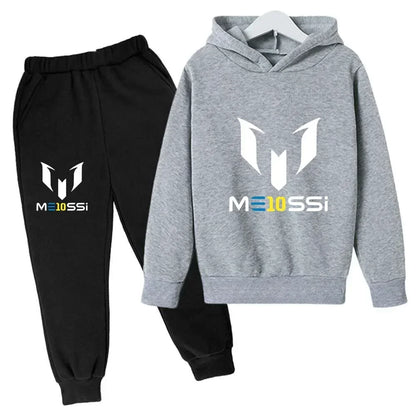 2024 New Messi Printed Sweatshirt & Pants Set for Kids - Stylish Casual Football Tracksuits for Boys & Girls, Perfect for Autumn