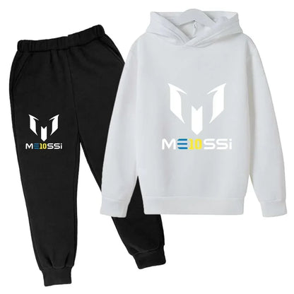 2024 New Messi Printed Sweatshirt & Pants Set for Kids - Stylish Casual Football Tracksuits for Boys & Girls, Perfect for Autumn