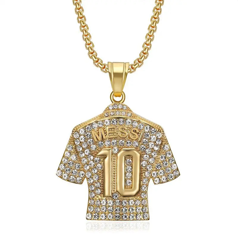 Lionel Messi 10 Jersey Pendant Chain Necklace - Ultimate Accessory for Soccer Fans and Hip Hop Enthusiasts