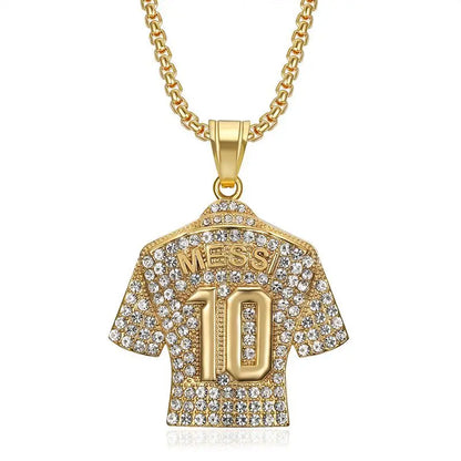 Lionel Messi 10 Jersey Pendant Chain Necklace - Ultimate Accessory for Soccer Fans and Hip Hop Enthusiasts