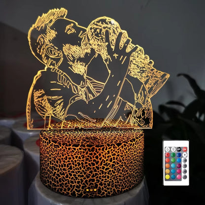 3D Illusion Night Light Messi 7 Color/16 Color Gradient Touch Switch LED Night Light Table Lamp (Crackle White)